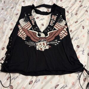 Black Graphic Sleeveless Top